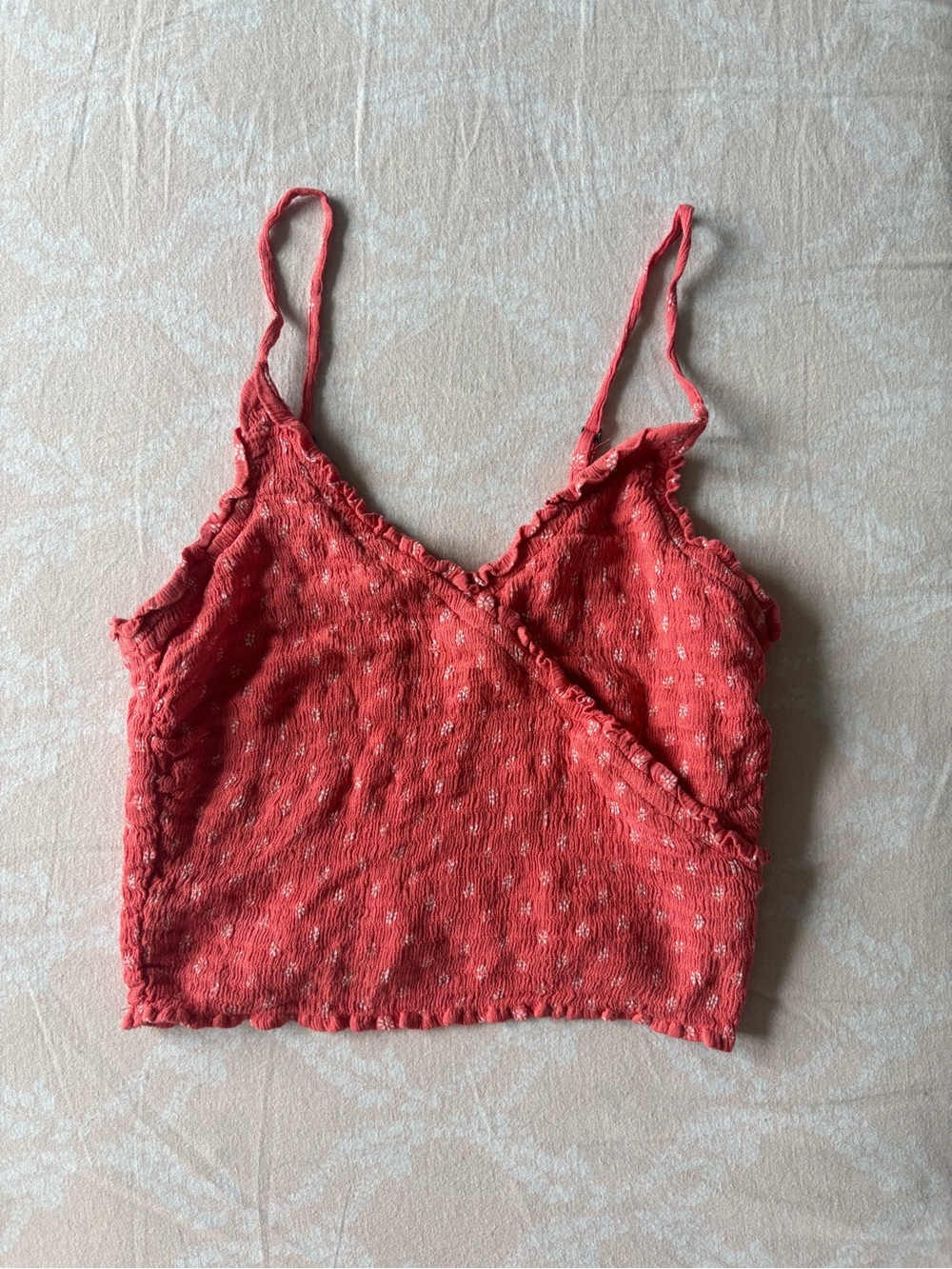 Hollister Coral Spaghetti Strap Wrap Crop Top